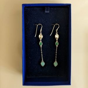 Green Swarovski Drop Earrings